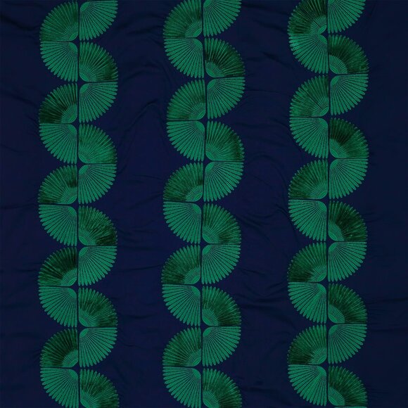 Jane Churchill "Tamara", Navy Blue/Emerald, Embroidered Decorator Fabric